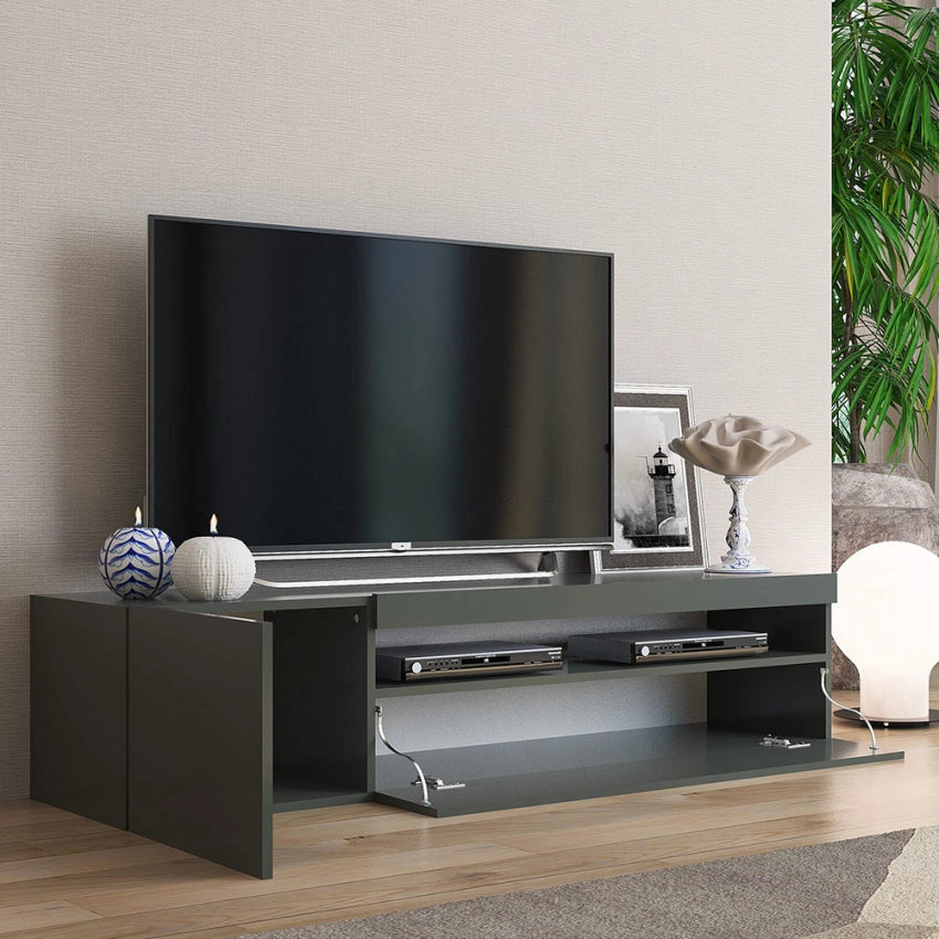 Porta TV con 1 anta + anta ribalta - DAIQUIRI Antracite Lucido