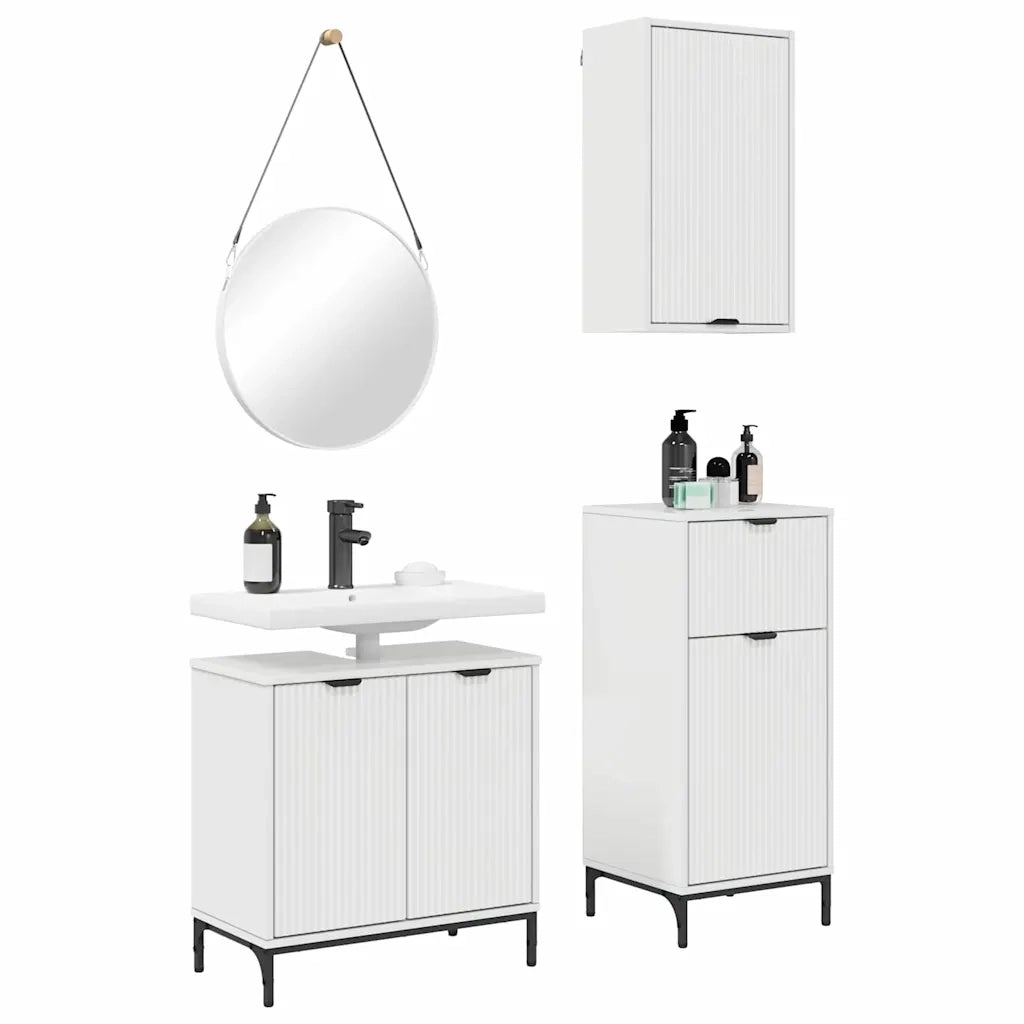 Set di mobili per il bagno con cassetto 3 pcs Bianco lucido