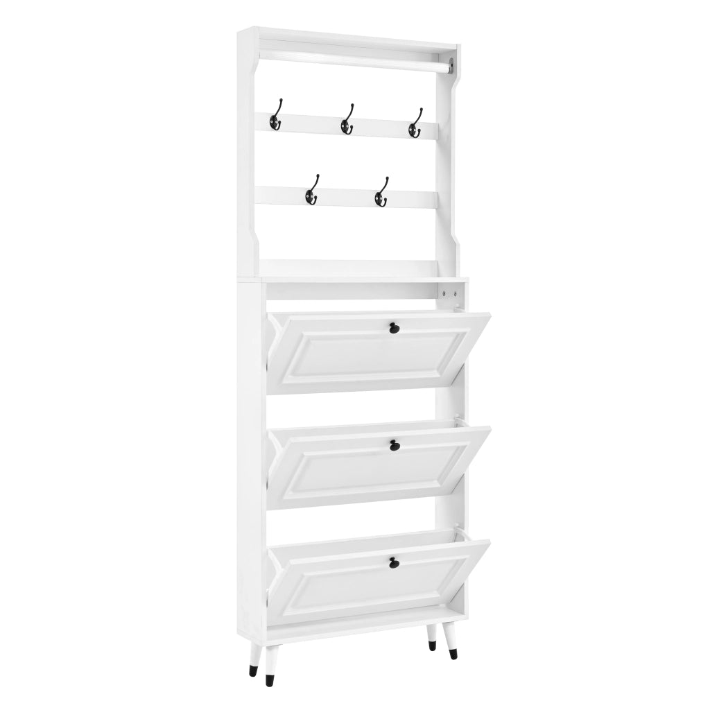 ARMADIO PORTA SCARPE E APPENDIABITI 66x17x180 cm Bianco