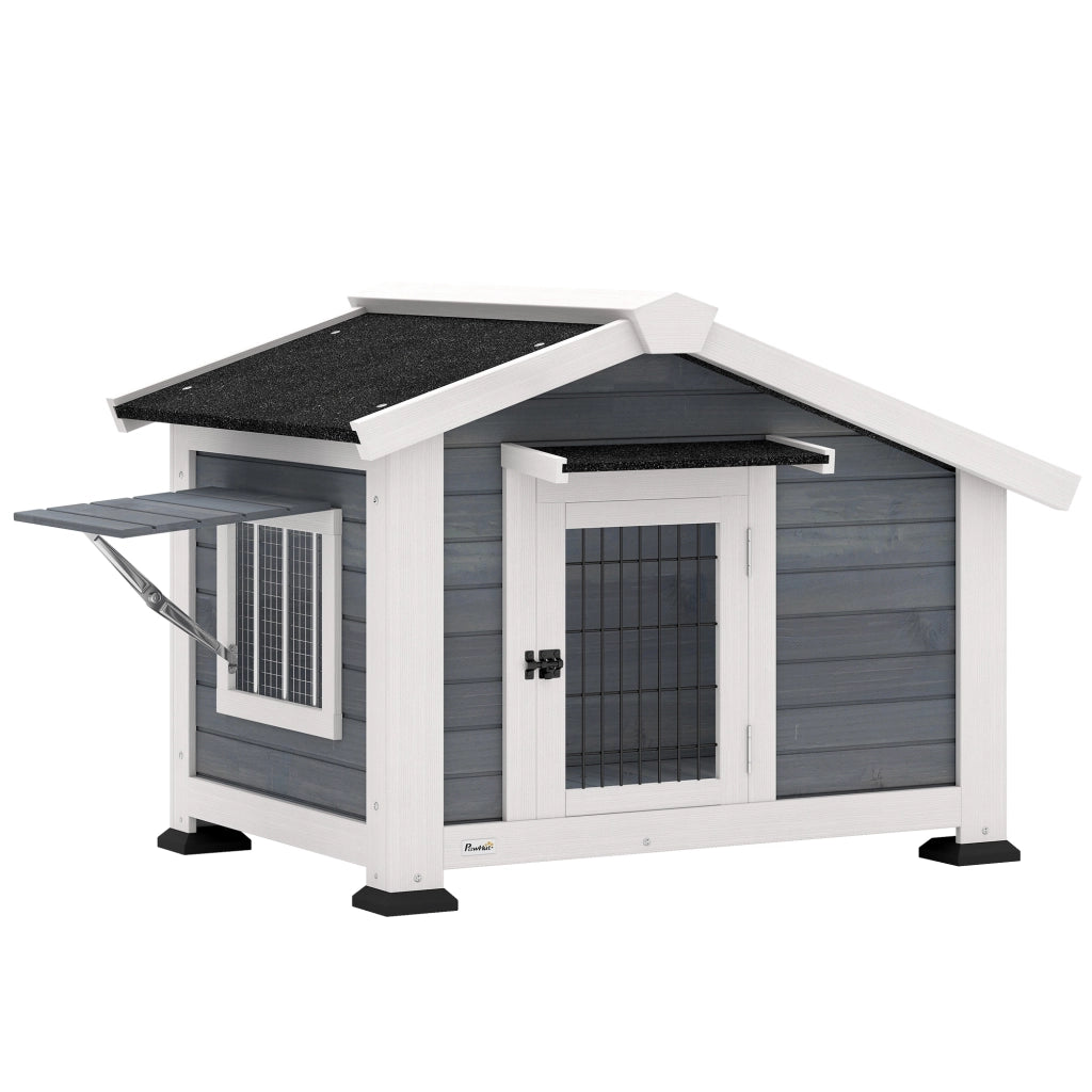 Cuccia per Cani 98x76x69,5 cm Casetta per Cani da Esterno in Legno Grigio