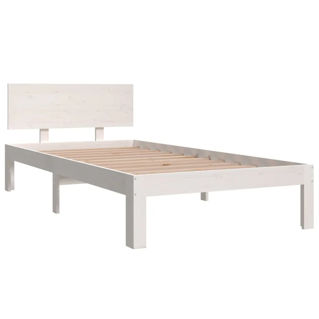 Giroletto-Struttura Letto Bianco in Legno Massello 90x190 cm Single 533349