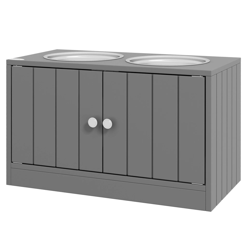 Ciotola per Cani e Gatti Sollevata ¨C zephmum ¨C Grigio Acciaio Inox 60x30x35,5 cm