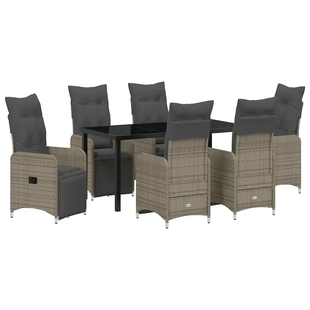 Set da Pranzo per Giardino con cuscino 7 pcs Beige polyrattan 3379685