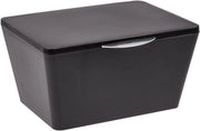 Scatola di stoccaggio opaca per la stanza da bagno - cesta decorativa in plastica resistente alla rottura, nera, 19 x 10 x 14,5 cm