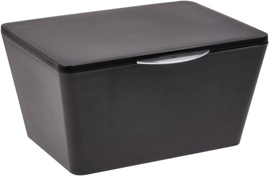 Scatola di stoccaggio opaca per la stanza da bagno - cesta decorativa in plastica resistente alla rottura, nera, 19 x 10 x 14,5 cm