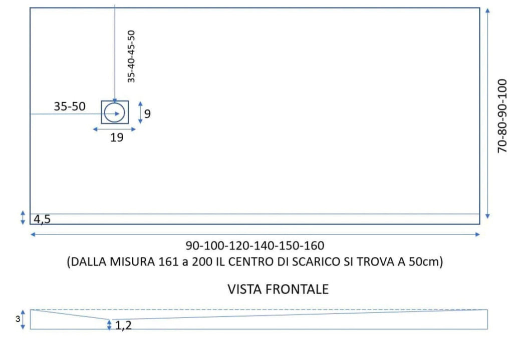 Piatto Doccia 80x100 cm in Pietra Bonussi Everest Antracite
