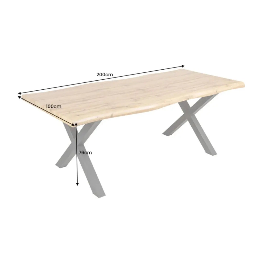 Tavolo da pranzo RIVET – Rettangolare 200 cm – Legno e metallo – Stile industriale