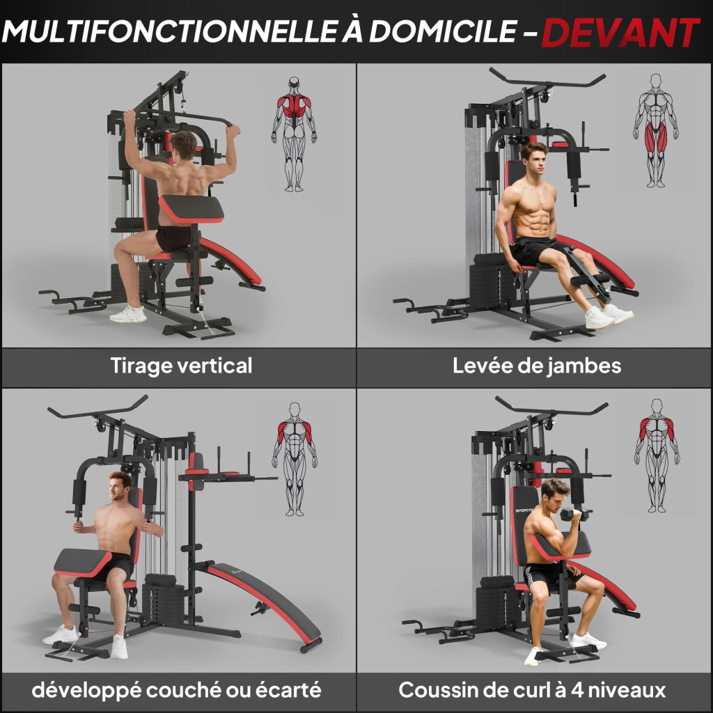 Attrezzatura Palestra Multi Stazione con Pesi ¨C zephmum ¨C 65 kg, Nero e Rosso