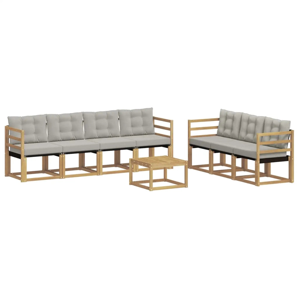 Set di divani da esterno 8 pcs Bianco e Grigio Chiaro