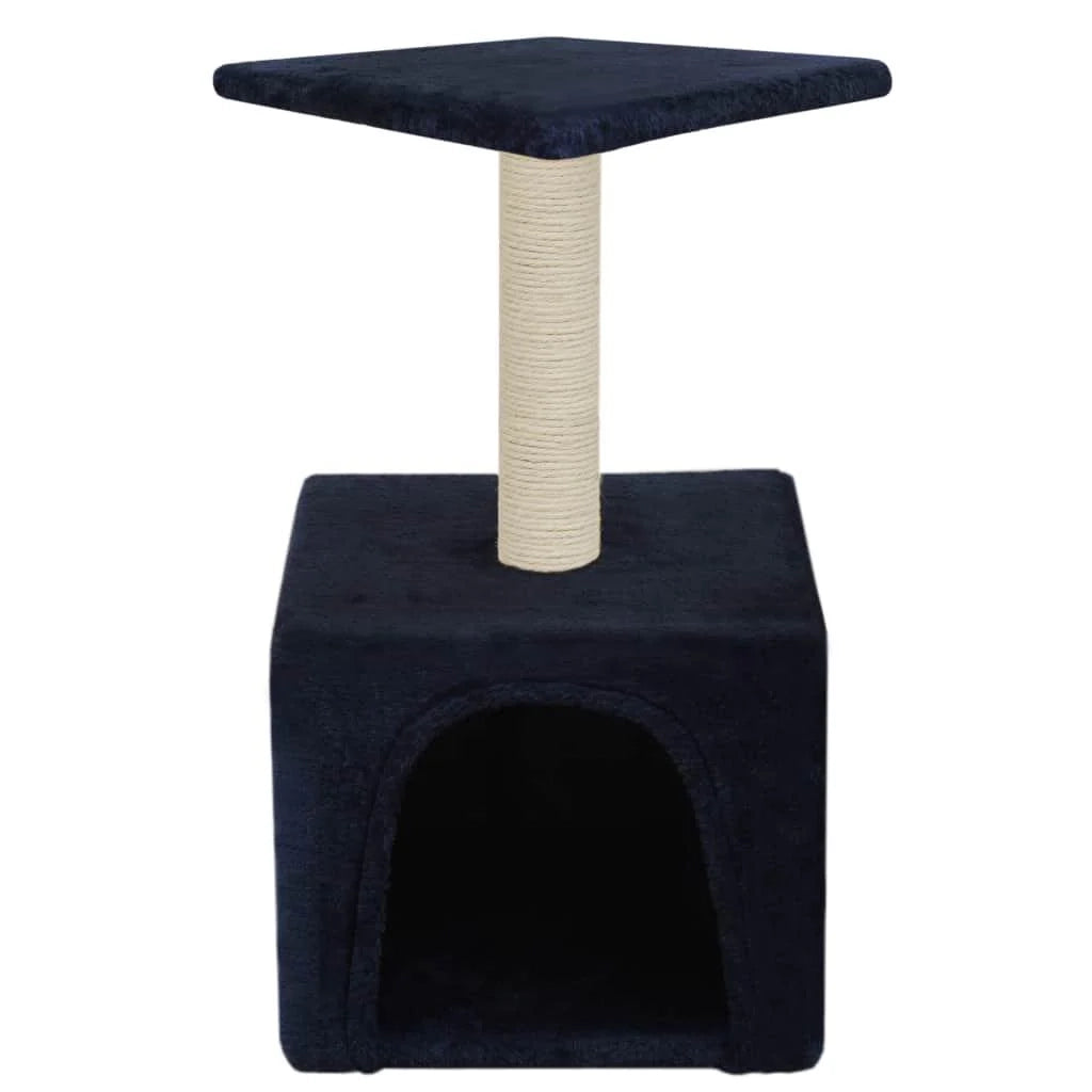 Tiragraffi albero per gatti cuccia per gatti peluche in sisal 55 cm blu scuro 3702122