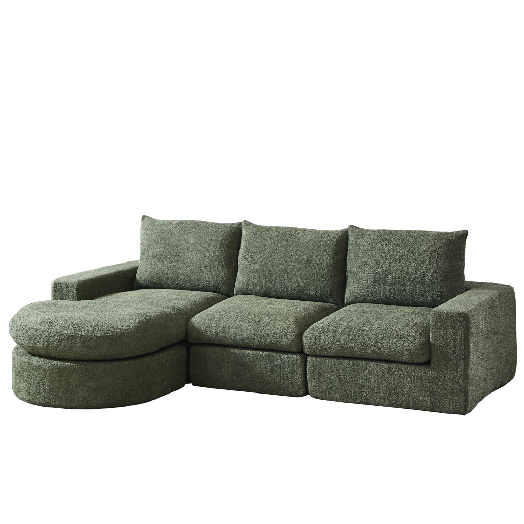 Divano Modulare Angolare con Chaise Longue ¨C MINIMAL ¨C Tessuto Chenille