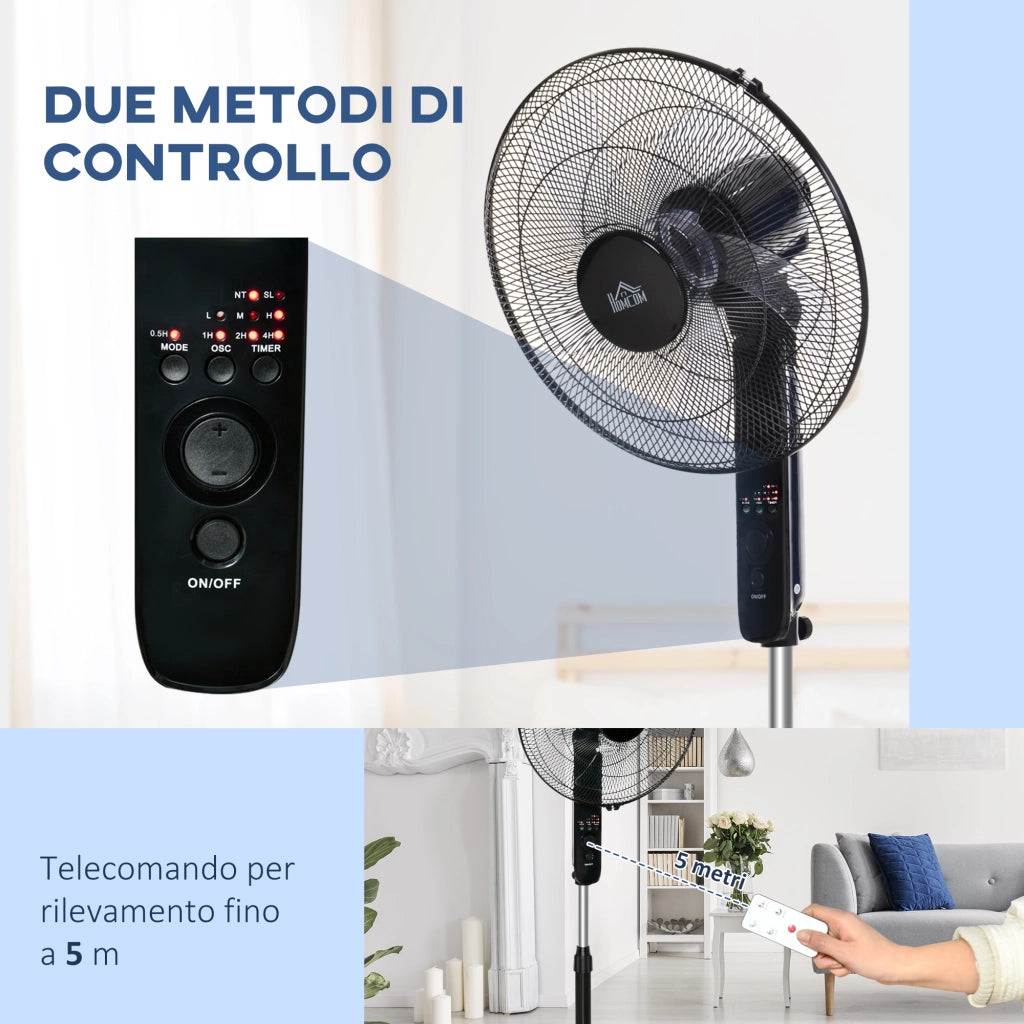 Ventilatore a Piantana ¨C zephmum ¨C Nero, Metallo, Altezza Regolabile