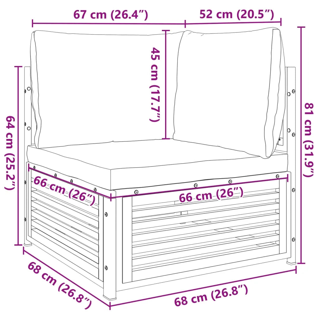 Divano Angolare Giardino con Cuscini-Sofa da Giardino-Divanetto da esterno Legno Massello di Acacia 773503