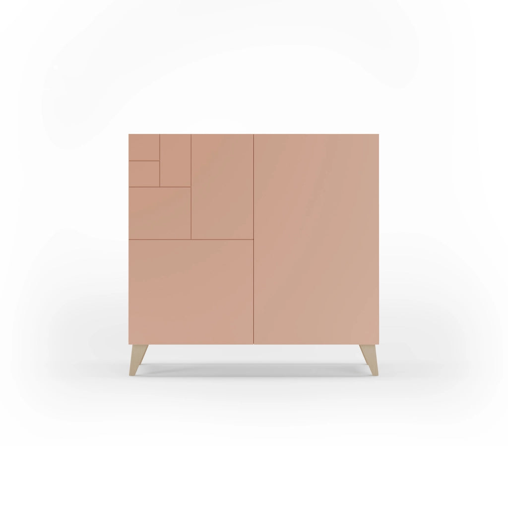 Scarpiera Herdasa effetto rovere chiaro ante rosa 87x90x27