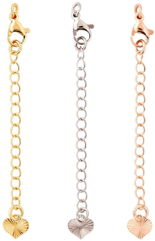 Estensioni per bracciale a catena in argento dorato 18K - rosé oro - chiusura granchio - adatti per accessori - connettori
