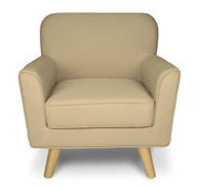 Poltrona in tessuto beige e piedi in legno mod. Orchidea PL-OR11FBC