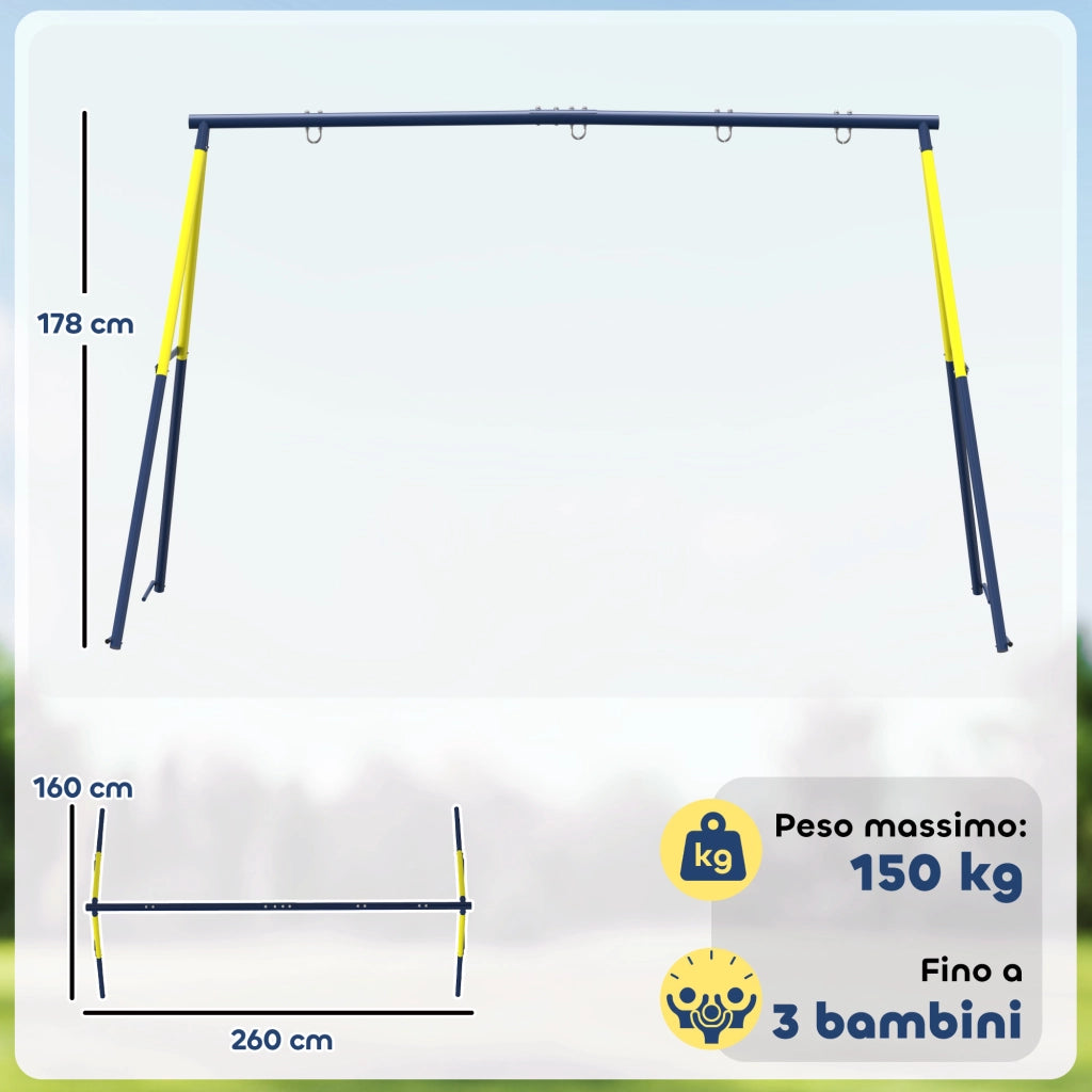 Altalena da Giardino per Bambini ¨C Zephmum ¨C Acciaio Blu 260x160x178 cm