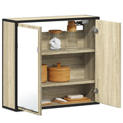 Mobiletto con specchio per bagno in rovere Sonoma 65x20x60 cm in legno ingegnerizzato 849255