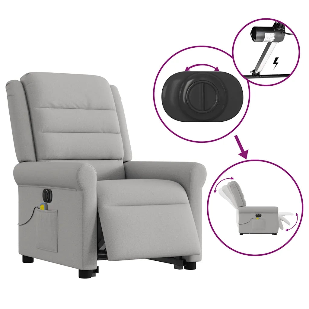 Poltrona Alzapersona Massaggi Elettrica Grigio Nuvola Tessuto 3303353