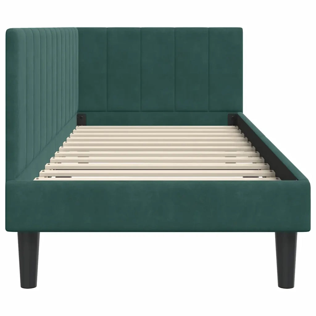 Cornice del letto ad angolo Verde Scuro 80 cm x 200 cm Velluto