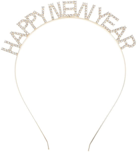 Benda per Capelli in Oro con Stampa 2023 - Fascia per la Testa - Accessori per Feste - Decorazioni per Feste - Fascia per la Testa Comica - Aspetto di Moda - 17x15cm - Cappello per Feste
