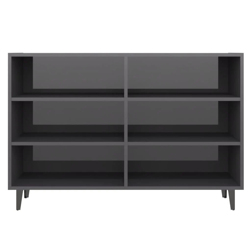 Buffet credenza cassettiera armadio mobile contenitore organizer per cucina soggiorno salotto finitura lucida 103,5 x 35 x 70 cm legno ingegnerizzato grigio 02_0031813
