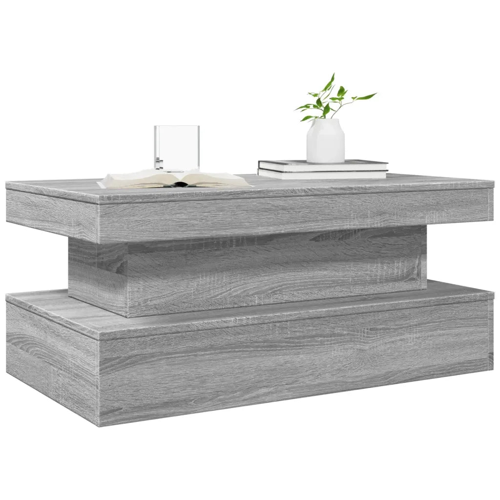 Tavolino da Soggiorno con Luci LED Grigio Sonoma 90x50x40 cm 839852
