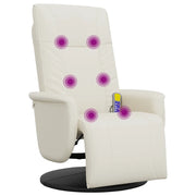 Poltrona | Sedia Relax Reclinabile Massaggio con Poggiapiedi Crema Similpelle