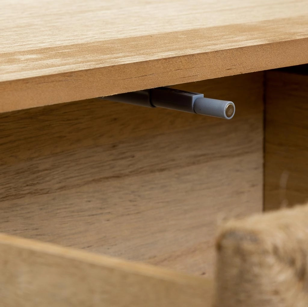 Comodino in legno e corda intrecciata marrone 45x36x55h