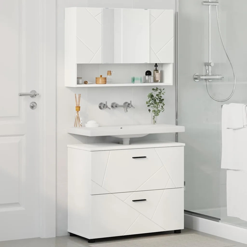 Set di mobili per il bagno con cassetto con porta 2 pcs Bianco 3393013
