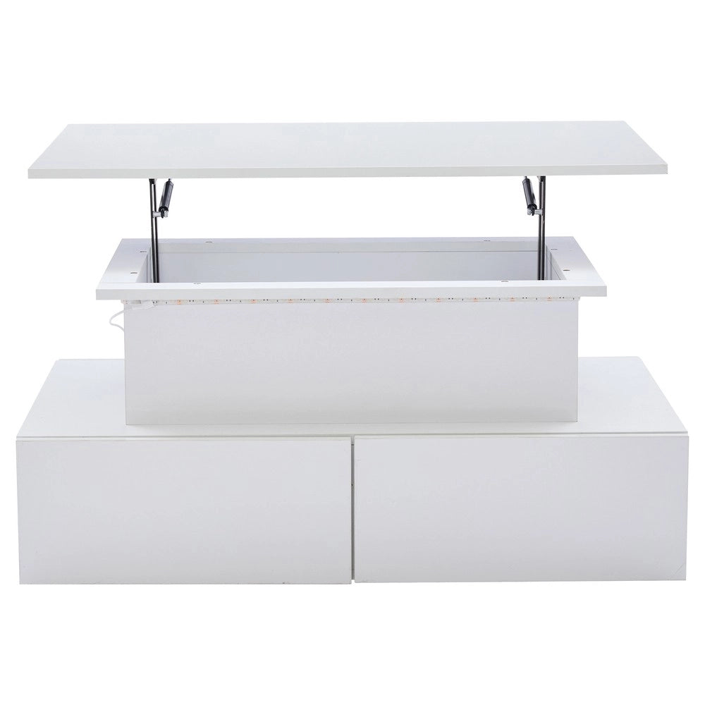 Tavolino da Salotto con LED e 4 Cassetti ¨C Xylo ¨C Bianco Lucido 90x55x41
