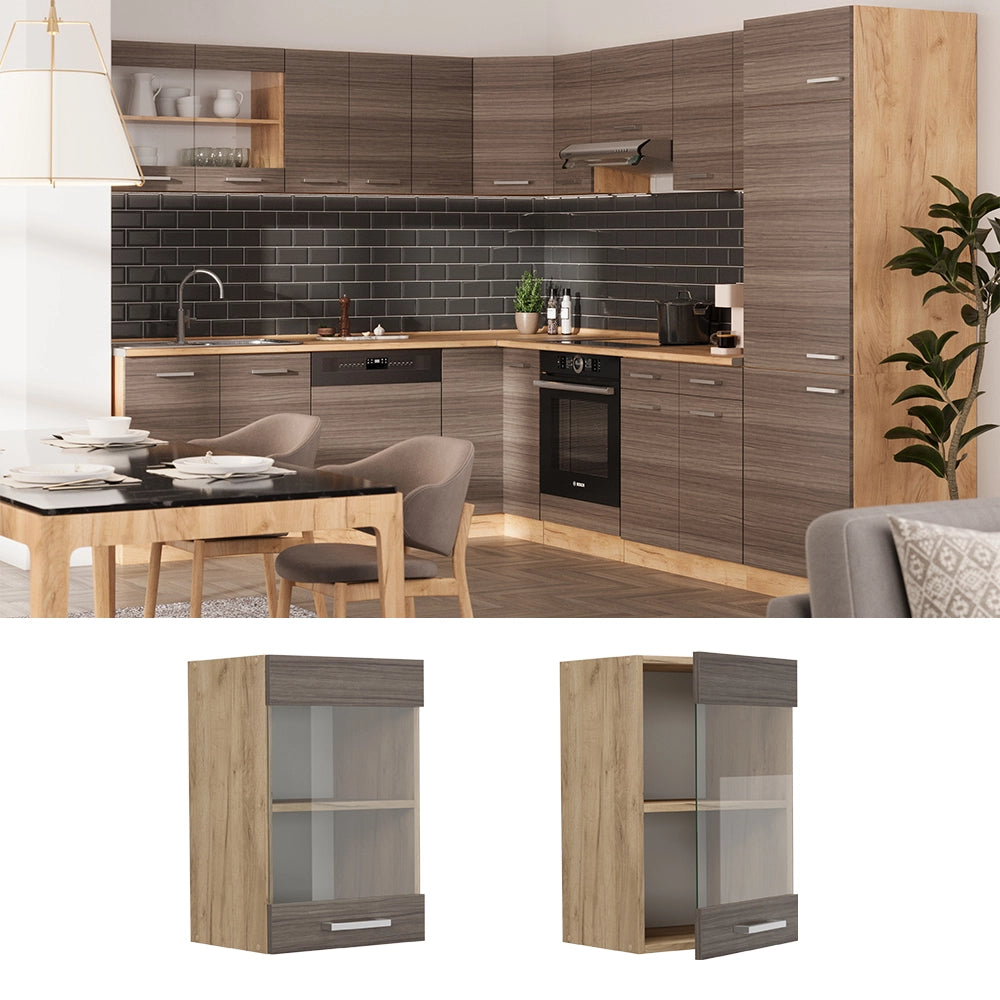 Vicco Mobile da cucina in vetro Grigio nobile 40 cm