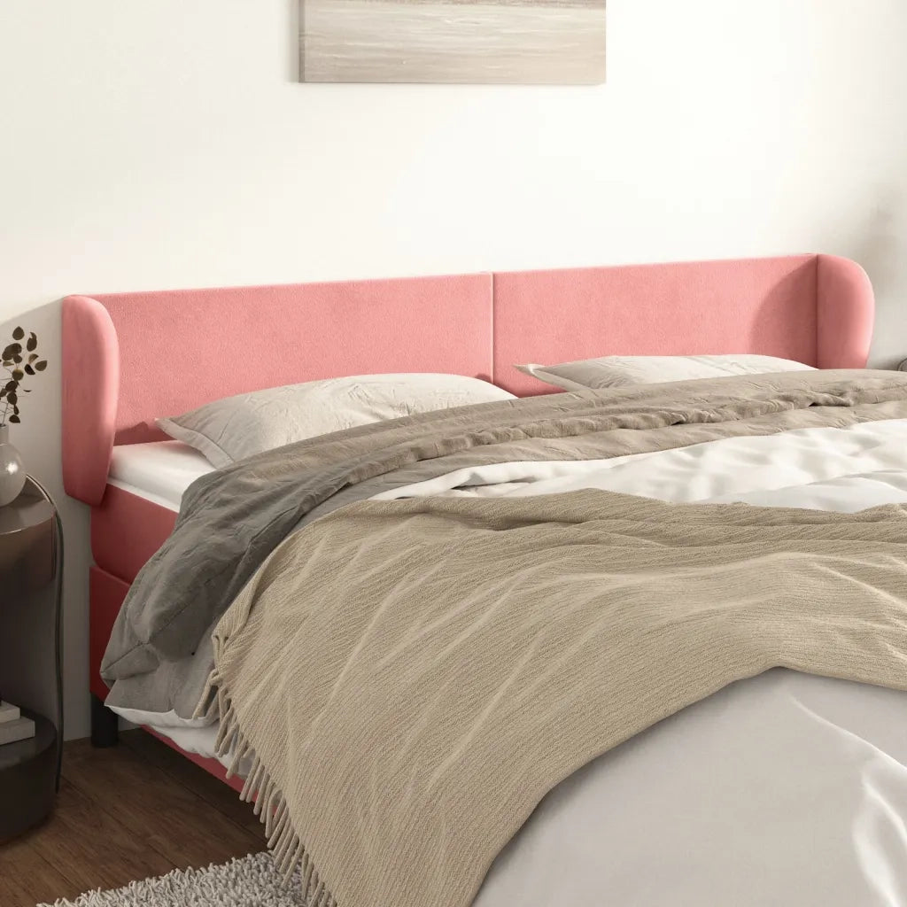 Testiera | Testata ad Orecchio Rosa 203x23x78/88 cm in Velluto
