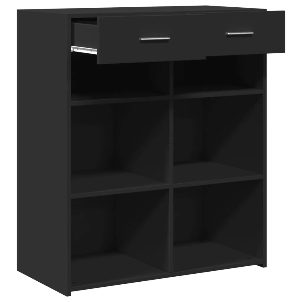 Credenza | Madia | Buffet da pranzo | Armadio da pranzo Nera 80x42,5x93 cm in Legno Multistrato