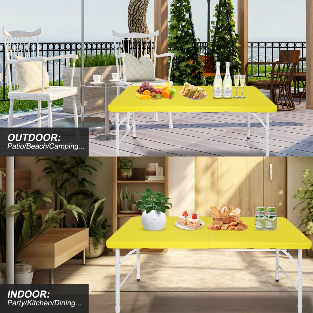 Tavolo Pieghevole Salvaspazio con Manico ¨C MINIMAL ¨C Altezza Regolabile, 135kg, Giallo