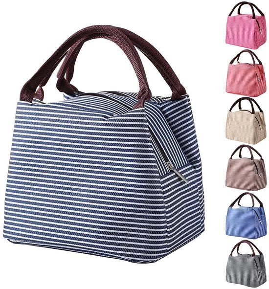 Borsa pranzo isolata con borsa porta pranzo impermeabile, borsa da picnic riutilizzabile per bambini, donne, uomini, ufficio, scuola (5,5L, blu marino)