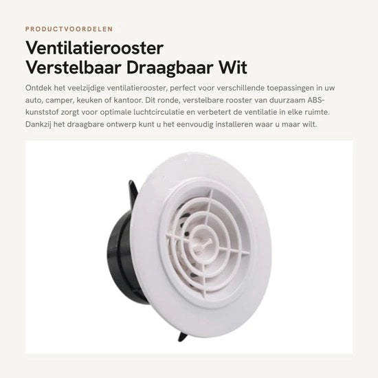 Ventilatore a soffitto rotondo - Regolabile - In ABS - Portatile - Per climatizzazione - Ventilazione a parete - Doccia di aria