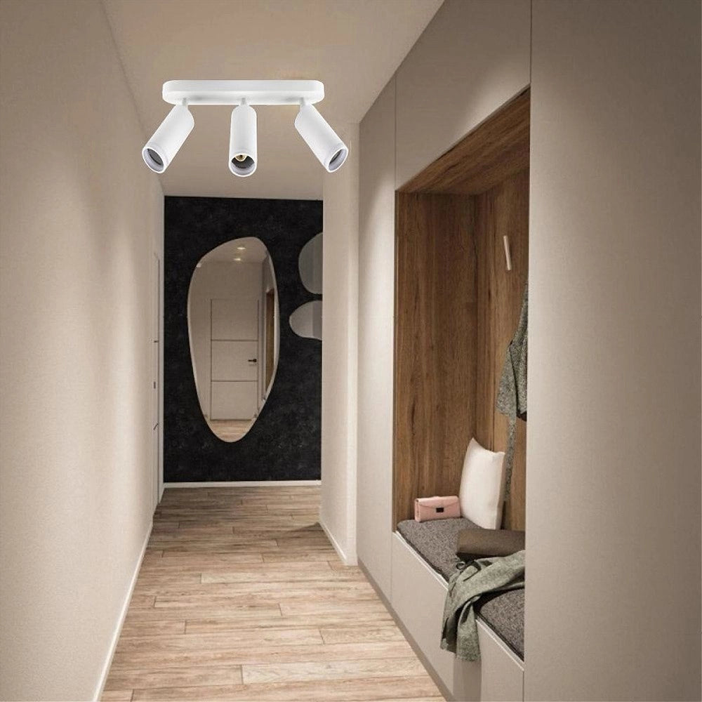 Trade Shop - Applique Plafoniera Orientabile Da Soffitto Parete 3 Diffusori Lampada Gu10 Ts-3 -