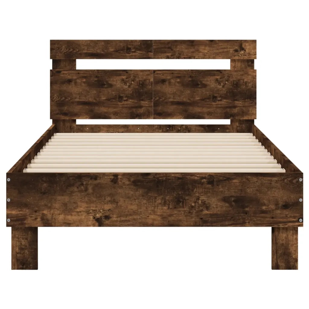 Giroletto con Testiera Rovere Fumo 100x200 cm Legno Multistrato 838530
