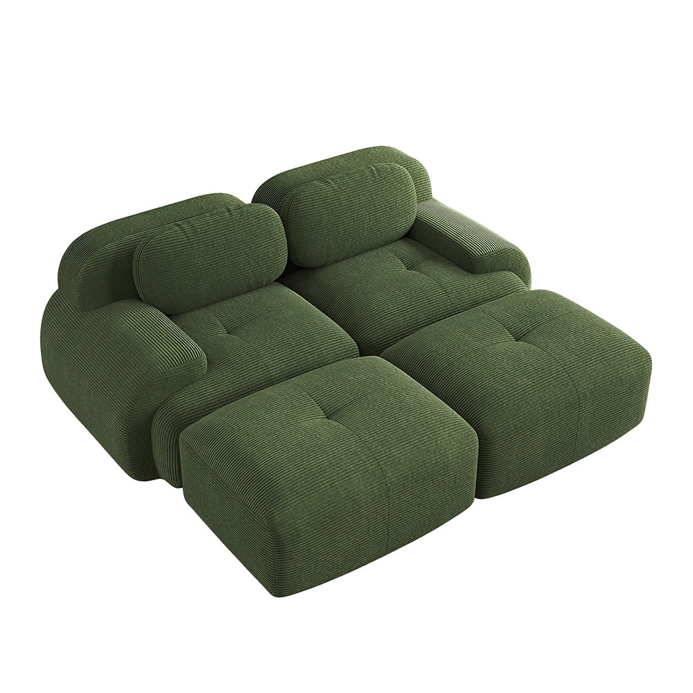 Divano loveseat modulare 82" - Xylo - Velluto costato, base antiscivolo, verde