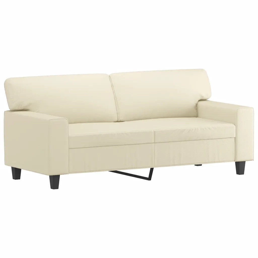 Set di Divani 2 pz con Cuscini Crema in Similpelle