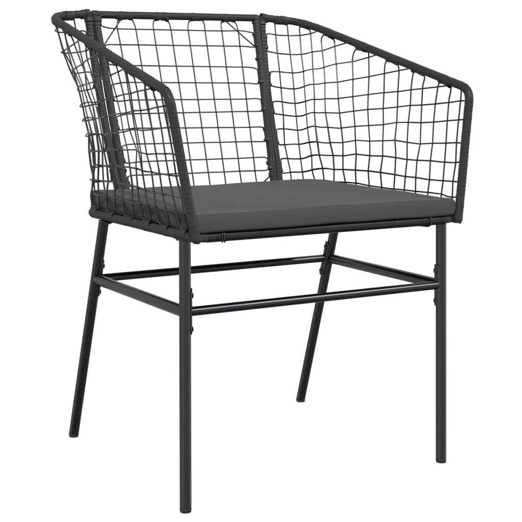 Set da pranzo da giardino 7 pezzi con cuscini in rattan nero