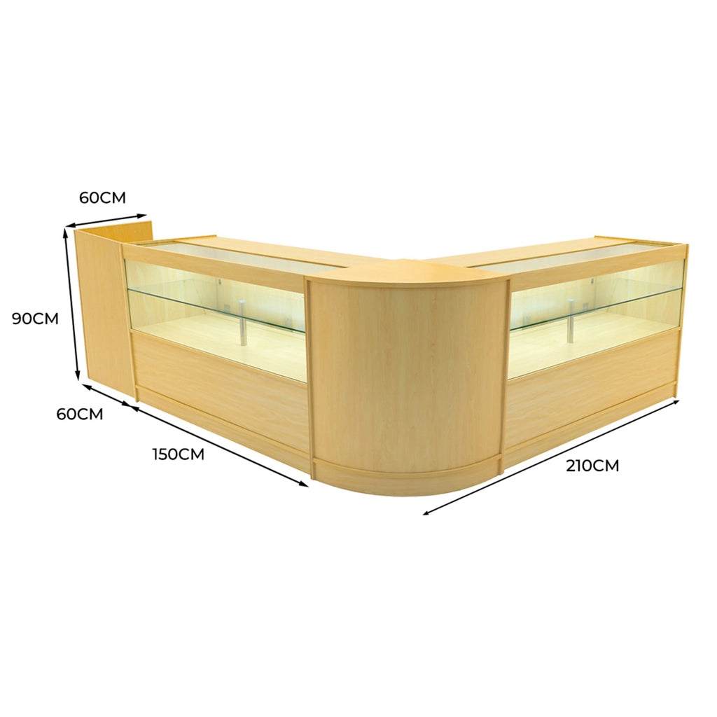 Set Banconi Negozi Acero Phoenix LED C1500 CM60 TB60 con Serrature e Vetrina