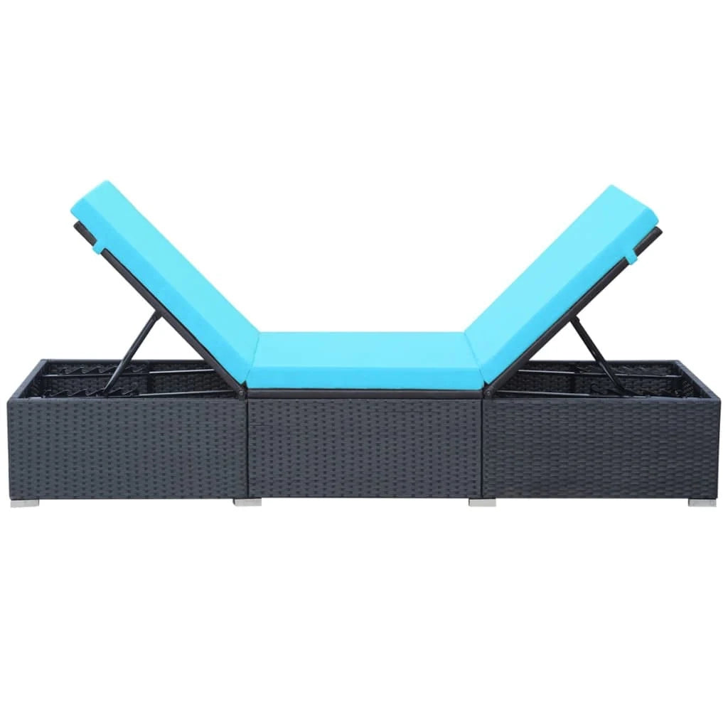 Lettino prendisole sedia a sdraio lettino prendisole letto da giardino mobili da esterno per patio con cuscino resina intrecciata nera 02_0012528