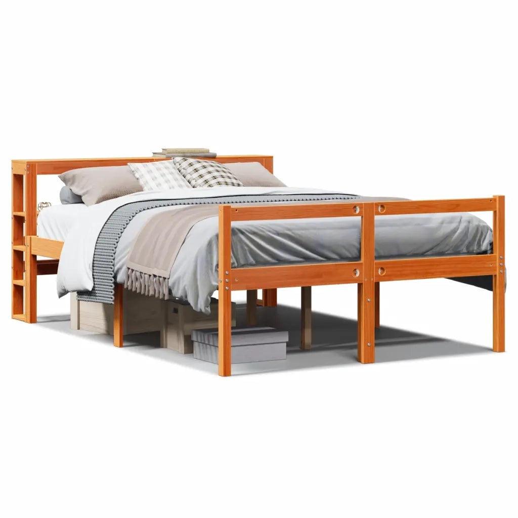 Giroletto con Testiera Marrone Cera 140x190 cm Massello Pino 3305879
