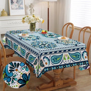 Tavolo all'aperto rettangolare, stile boho, impermeabile, facile da pulire, lavabile, resistente al tempo, per giardino, cucina, tavolo da pranzo, feste, 140 * 180 cm