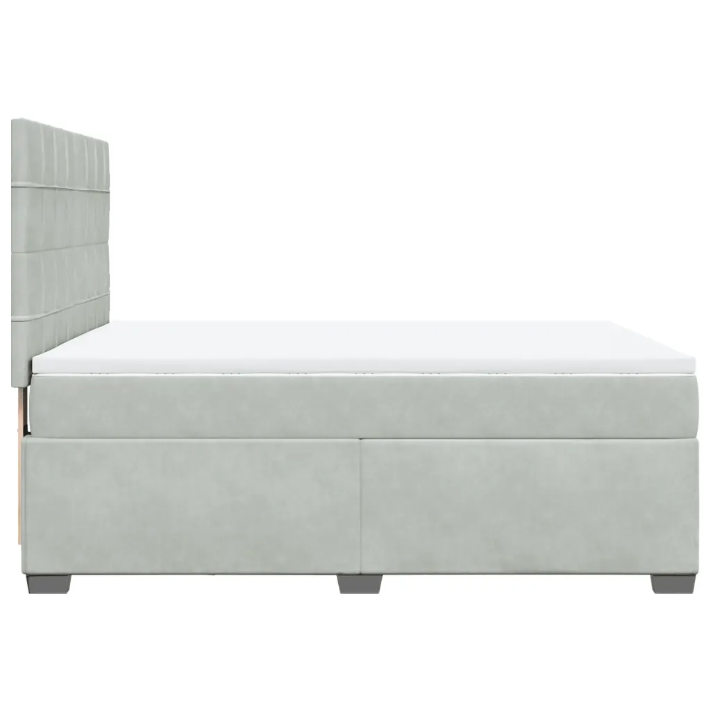 Giroletto a Molle con Materasso Grigio Chiaro 160x200cm Velluto 3290954