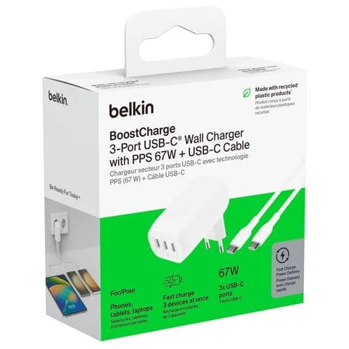 Belkin BOOST Charge USB-C 67W 3xUSB-C + cavo WCC002vf2MWH-B6