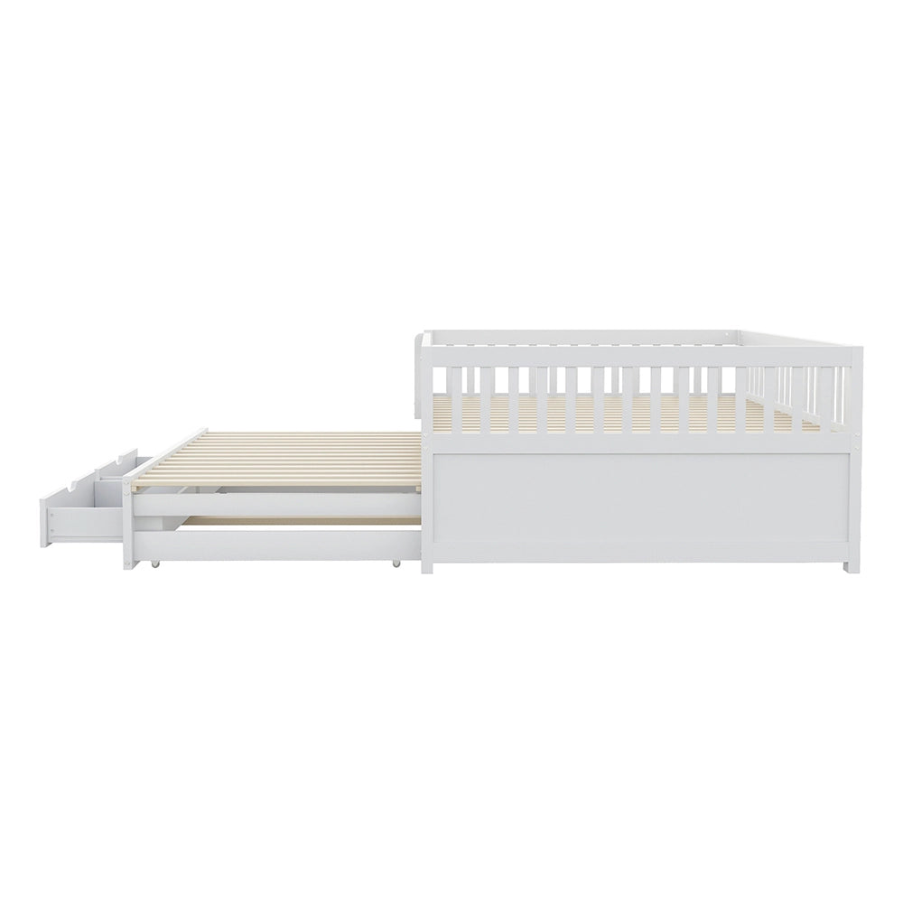 Divano letto-Xylo-140x200 cm-2 cassetti, legno bianco