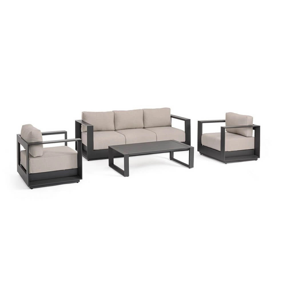 Set Salotto da Giardino in Alluminio con Cuscini 4 Posti - MOSES